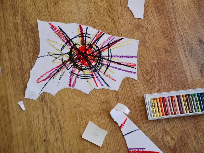 Crayons and drawings from art time at our Walnut Creek daycare