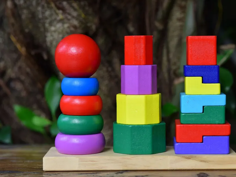 Building blocks toddlers use to stack, sort and count